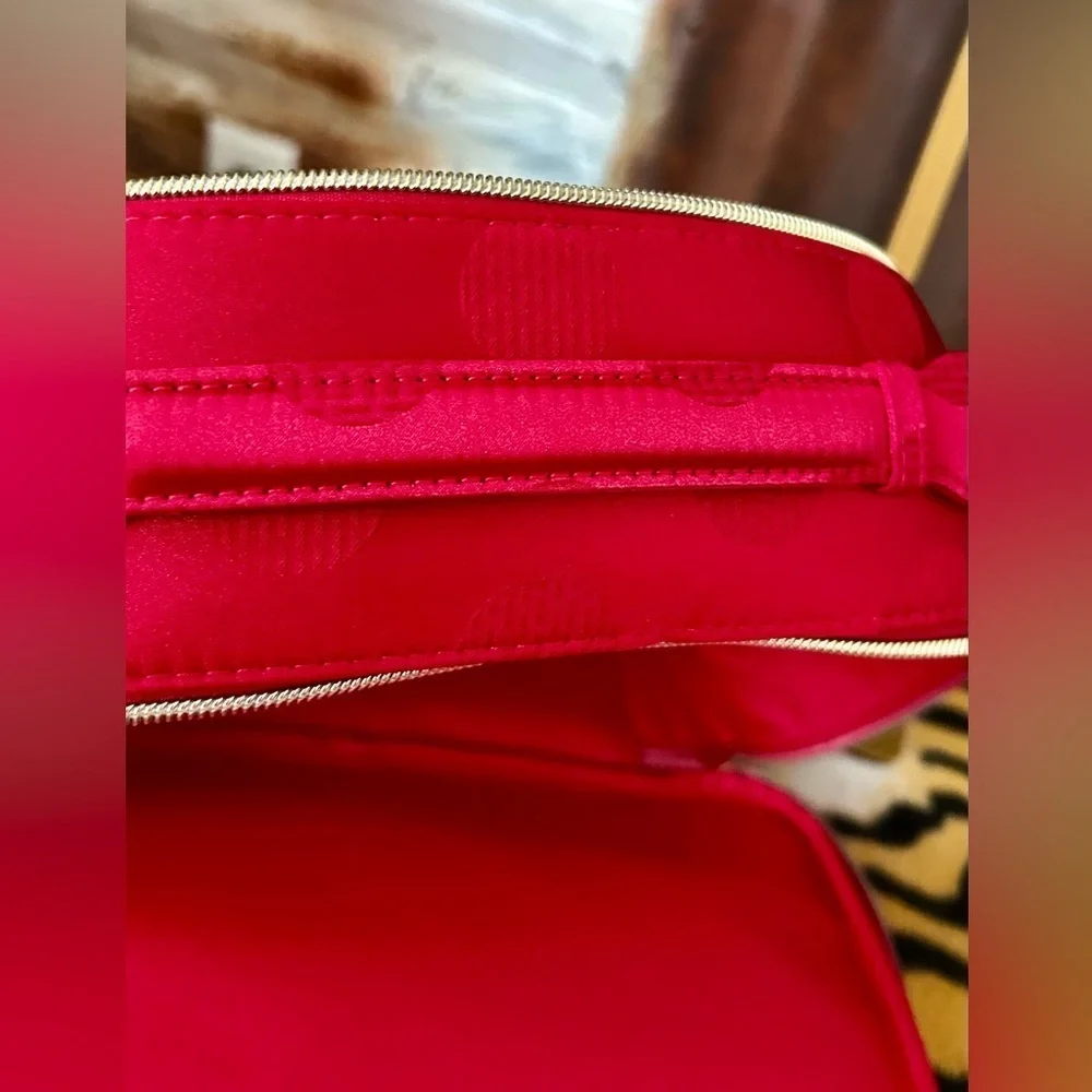 Estee Lauder Red Polka Dot Cosmetic Bag/Makeup Case.